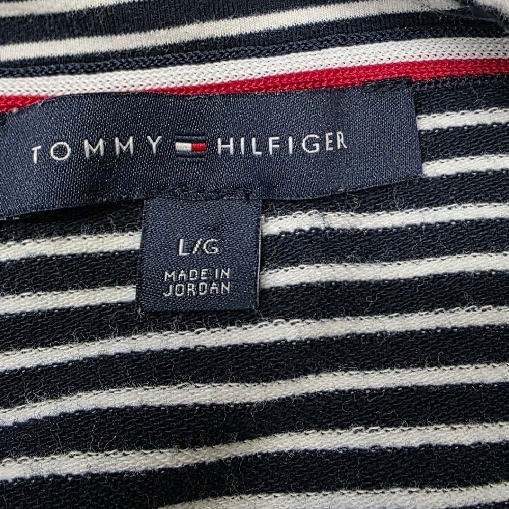 Tommy Hilfiger Womens Navy Blue White Striped Military Blazer Jacket Large L - Picture 3 of 9